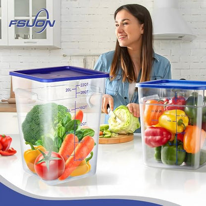 4 Pack Clear Food Storage Containers with Lids and Handles Polycarbonate Square Commercial Food Containers, NSF (22Qt) - color: 22Qt