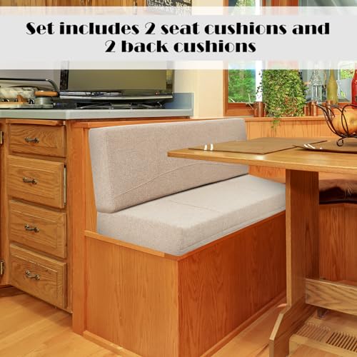 Nuanchu 2 Sets RV Dinette Seats Cushions Replacement with 42D Foam Includes 2 Booth Seats and 2 Backrests Replacement Camper Cushions for RV Dinette Trailer Bed, Oatmeal(40 Inch) - size: 40 Inch