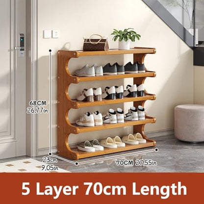5/6 Layer Wood Grain Shoe Rack Free Standing Space Saving Multi Layer Storage Organizer Easy Assemble Self Supporting Shoe Storage Shelf for Closet Bedroom Entryway - size: 5th floor