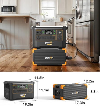 PECRON Portable Power Station F3000LFP with 200W Solar Panel*1, 3072Wh Solar Camping Generator can expand to 10752Wh, 3600W Solar Generator for RV, Home Use, CPAP - style: F3000LFP+200W Solar Panel*1
