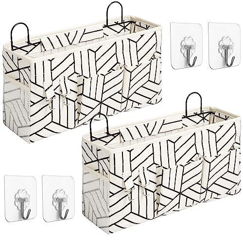 2pcs Large Wall Hanging Storage Bag, Door Closet Linen Fabric Pockets Organizer, Waterproof for Living Room Bedroom Bathroom Kitchen Office RV Camper with Hooks White - color: 2Pcs-White