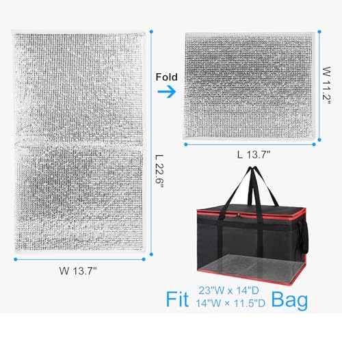 Bodaon Insulated Food Delivery Bag with Removable Hard Bottom, XXX-Large Catering Supplies Bags for Pizza Delivery Drivers, Cooler Bag, Hot Food Warmer Container, Insulated Grocery Bags (2-Pack) - color: Black + Black-Red, size: XXX-Large (With Hard Botto