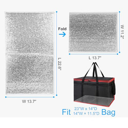 Bodaon Insulated Food Delivery Bag with Removable Hard Bottom, XXX-Large Catering Supplies Bags for Pizza Delivery Drivers, Cooler Bag, Hot Food Warmer Container, Insulated Grocery Bags (2-Pack) - color: Black + Black-Red, size: XXX-Large (With Hard Botto