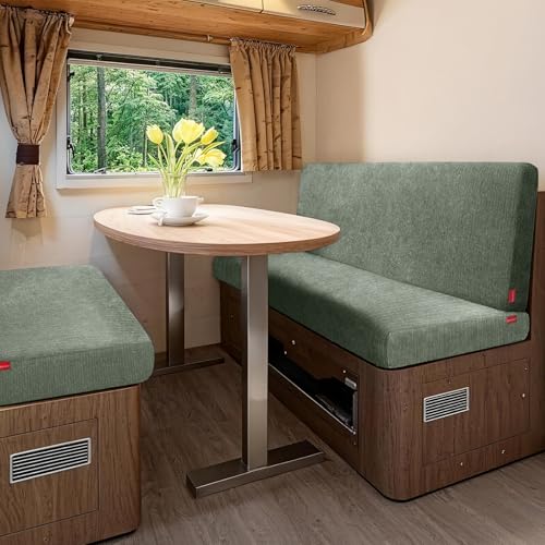 Waterproof RV Dinette Cushion Covers - Stretch Seat Slipcover, Washable RV Couch Cover Designed for Camper Car Bench (Loveseat 2 Backrest Cover & 2 Bench Cover, Green) - color: Green, size: Loveseat 2 Backrest Cover & 2 Bench Cover