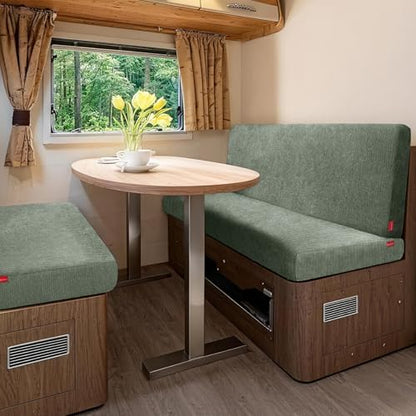 Waterproof RV Dinette Cushion Covers - Stretch Seat Slipcover, Washable RV Couch Cover Designed for Camper Car Bench (Loveseat 2 Backrest Cover & 2 Bench Cover, Green) - color: Green, size: Loveseat 2 Backrest Cover & 2 Bench Cover