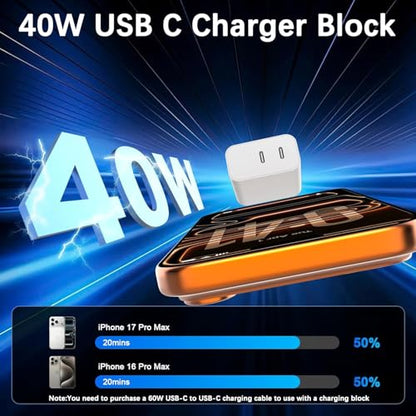 USB C Charging Block Fast Charger,2Pack 40W Dual Port Fast USB C Wall Charger Block,Type C Charging Plug Power Adapter Compatible with iPhone 17 Pro Max/Air/17e/16e/16 Plus/15/14/13/12/11/XS/XR/X,iPad