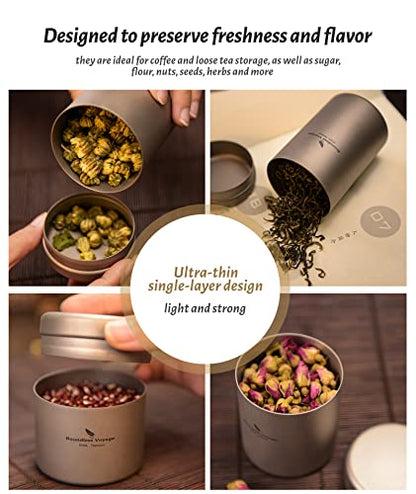 Boundless Voyage Titanium Small Tin Can Box Canister Tea Tins Coffee Tins Food Storage Container for Tea,Coffee, Herb, Candy, Chocolate, Sugar, Spices, Beans - color: Ti3200D-35ml-1pcs