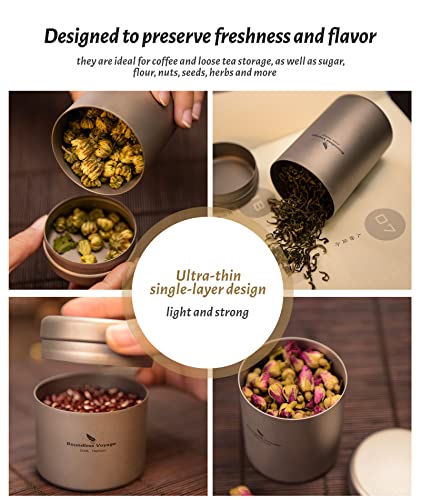 Boundless Voyage Titanium Small Tin Can Box Canister Tea Tins Coffee Tins Food Storage Container for Tea,Coffee, Herb, Candy, Chocolate, Sugar, Spices, Beans - color: Ti3209D-120ml 1pcs