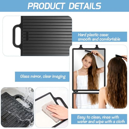 Foldable Full Length Travel Mirror with Handle, 28.3" x 9.3”Portable Shatterproof Hanging Camping Makeup Mirror for RV Tents and Small Spaces
