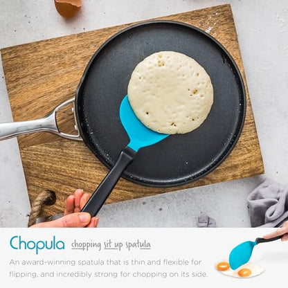 Dreamfarm Set of Essentials Silicone & Nylon Kitchen Utensils 4pc Set | Non-stick cookware safe, cooking, meal prep, and baking tools, includes Chopula, Mini Chopula, Supoon and Mini Supoon - size: 4 Piece Essential Set