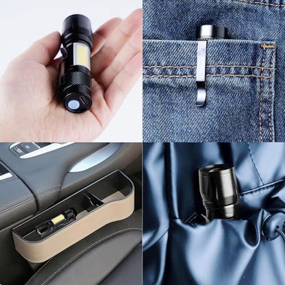 KunHe 20 Pack Rechargeable Flashlights USB-C Mini LED Adjustable Focus Bright Clip-On EDC Flashlight with Side COB Light for Camping Home Emergency - size: 20 PACK