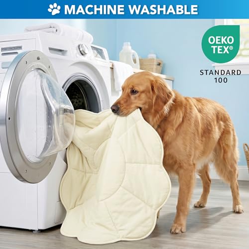 PetAmi Dog Cooling Mat, Flower Shape, Pet Pad with Cooling Nylon & Soft Fleece, Q-Max > 0.4 Reversible All Season Blanket for Dogs & Cats, Large 54x54 in, Beige - color: Beige, size: Large