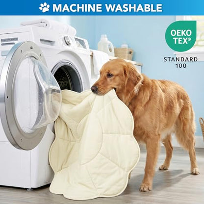 PetAmi Dog Cooling Mat, Flower Shape, Pet Pad with Cooling Nylon & Soft Fleece, Q-Max > 0.4 Reversible All Season Blanket for Dogs & Cats, Medium 44x44 in, Beige - color: Beige, size: Medium