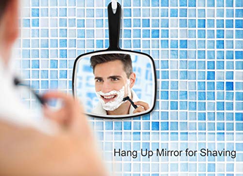 OMIRO Hand Mirror, Black Handheld Mirror with Handle, 6.6" W x 9.2" L, Pack of 3 - size: 9.6"L x 6.3"W - Pack of 3