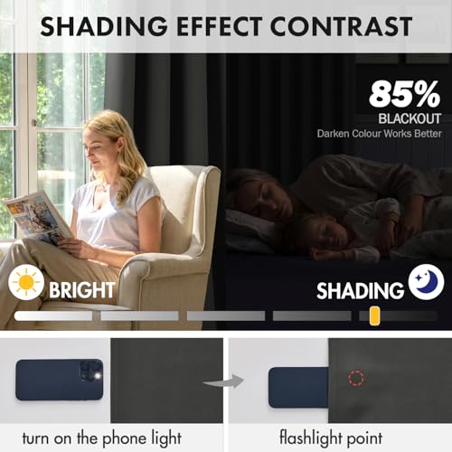 MIULEE Blackout Curtains 4 Panels Sets Dark Grey 72 Inch Length, Top and Bottom Rod Pocket Room Darkening Curtains for Bedroom Windows, 4 Pack Solid Thermal Insulated Light Blocking Curtain Drapes - color: Dark Grey, size: 40"W x 72"L (Pack of 4)