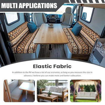 RV Dinette Cushion Covers Aztec Geometric Tribal RV Booth Seat Covers Stretch Washable Camper Couch Covers for Sofa Bed Including 1 Backrest & 1 Bench Cover - color: Aztec Geometric Tribal