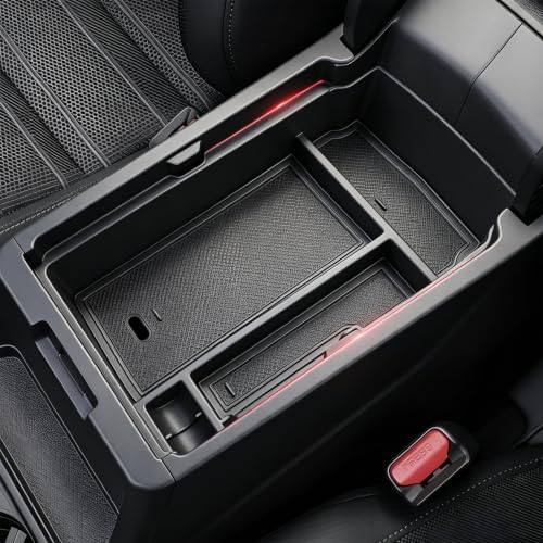 Autorder Center Console Organizer for 2023-2026 Honda CRV Accessories - Armrest Storage Box Middle Console Tray Container with Black & Red Non-Slip Silicone Mats - size: 2023+ CRV Armrest Organizer