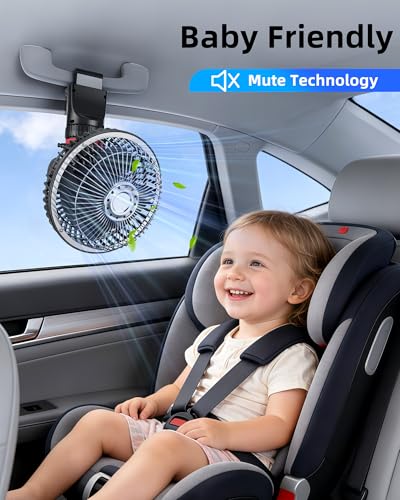 12V Car Clip Fan & 24V Truck Fan, SUV Sun Visor, 1.7m Cord, Strong Airflow Stepless Speed, Semi Truck Sleeper Quiet Cooling Fan