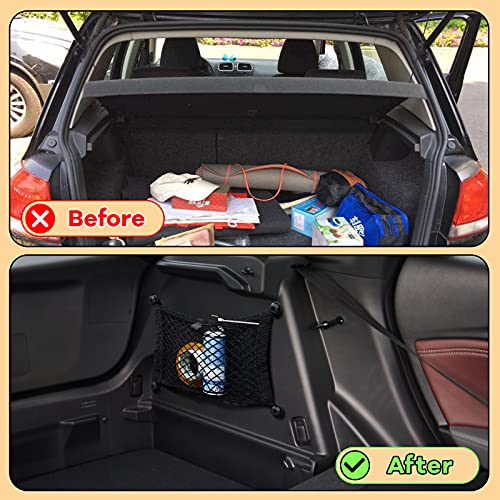 Frienda 2 Pcs Stretchable Small Cargo Net Pocket Boat Storage Mesh Net Elastic Automotive Storage Pouch with Mounting Screws and Hooks for Truck Car SUV Boats (17.7 x 9.8 Inches) - size: 17.7 x 9.8 Inches