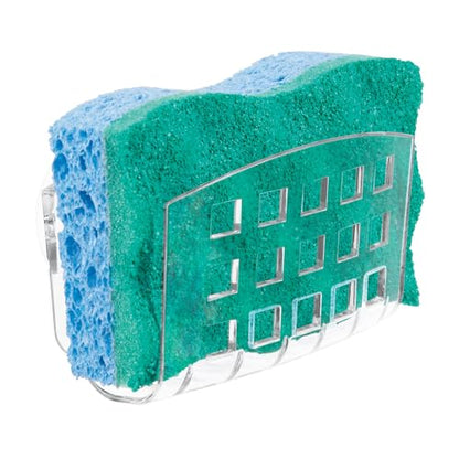 iDesign BPA-Free Plastic Sponge Holder for Kitchen Sink with Suction Cups, Ideal for Kitchen Sinks and Bathroom Organization, 3.75" x 2" x 2", Clear - size: Small