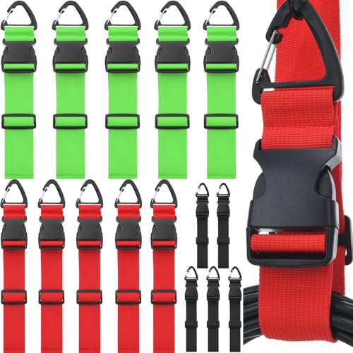 SATINIOR 15 Pack 3 Sizes Adjustable Extension Cord Organizer with Triangle Clips Extension Cord Hanger Heavy Duty Straps for Cables Hoses Ropes Garage Organization(Black, Red, Fluorescent Green)