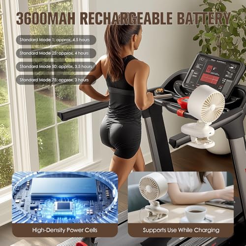 TRILINK Clip on Fan, Small USB Desk Fan with Rechargeable Battery, Oscillation, Timer, Stepless Speed & Ultra Quiet, Mini Portable Table Fan for Home, Desktop, Bedroom, Bed, Office, Travel, & Camping