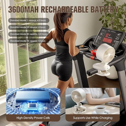 TRILINK Clip on Fan, Small USB Desk Fan with Rechargeable Battery, Oscillation, Timer, Stepless Speed & Ultra Quiet, Mini Portable Table Fan for Home, Desktop, Bedroom, Bed, Office, Travel, & Camping