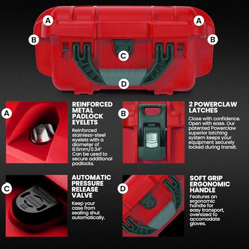 NANUK 905 Waterproof First Aid Box Empty with Lid Organizer & Dividers – Durable Medical First Aid Organizer Case, IP67-Rated, Dustproof, Impact-Resistant, Floats (12.5” x 10.1” x 6”) – Red - size: 905 Empty – w/ Organizers