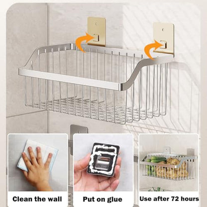 SUS304 Stainless Steel Wire Basket, Hanging Wall Organizer Cabinet Storage Basket, Wall Mounted Shelves for Home Kitchen Bathroom, 2-Pack - size: 13.8Inch 2PCS