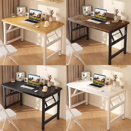 31.5 Inch Folding Table，Square Folding Desks for Small Space,Small Foldable Desk No Assembly,Black. - color: Frame：black/Board：black, size: 31.5" x 19.7"