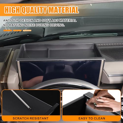 Center Console Organizer Dash for Hummer EV Accessories Dashboard Insert Tray Storage Box Behind Screen Organizer Dash Storage Tray Compatible with Hummer EV SUV Pickup 2022-2024 2025+ (ABS Black)