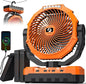 3-in-1 Camping Fan - 36000mAh Detachable Rechargeable Battery Operated Fan with Light & Hook for Tent, Outdoor - USB Table Fan with 4 Speeds for Picnic, BBQ, Fishing, Travel, Hurricane - size: 36000