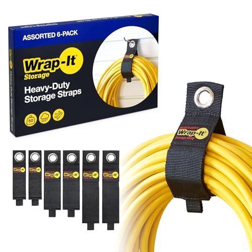 Heavy-Duty Wrap-It Storage Straps - Assorted 6-Pack - Garage Storage Extension Cord Organizer Cable Straps and Yard Cord Storage for Hose Organizer, Tools and RV Accessories - size: Assorted 6-Pack