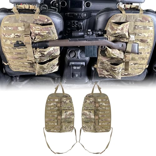 SUNPIE 2 Pcs Seat Back Truck Gun Rack,Automotive Gun Racks with Molle Panel Universal Seatback Storage Pockets Tactical Car Seat Back Organizer for Hunting Accessories Storage,Camouflage - color: Camouflage