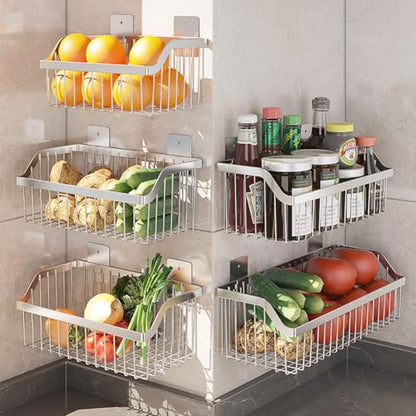 Wire Baskets, SUS304 Stainless Steel Storage Baskets, Durable Baskets for Storage Wall Mount, Hanging Wire Baskets Wall Mount Baskets for Kitchen, Bathroom, Closets - 4 Set - size: 11.8Inch 4PCS