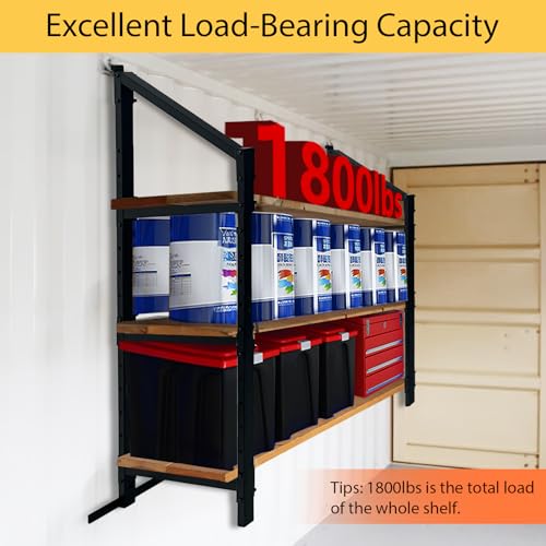 Shipping Container Shelving - 21in*58in, Industrial Cargo Trailer Shelving, Porous Adjustable interlayer spacing , Suitable for Container, Storage, Garage,Easy Installation（2 pcs） - size: 21(W)*58(H) inch - 2PCS