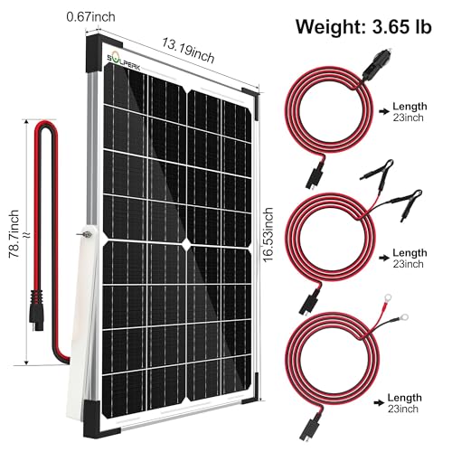 SOLPERK 25W 12V Solar Battery Charger, Waterpoof Solar Panel Kit with Energy Saving Controller for Car RV Trailer Marine Boat Motorcycle Truck Tractor Etc - size: 25W