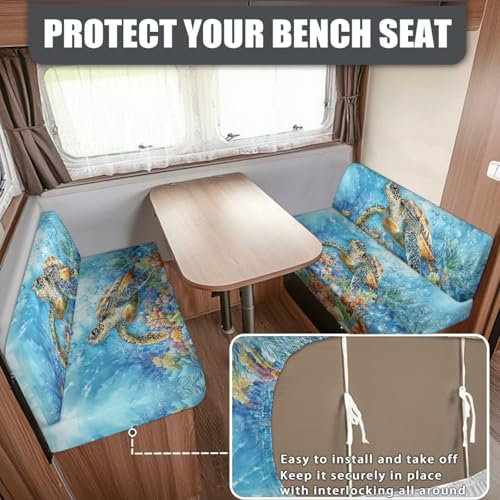 Sea Turtle Print Rv Dinette Cushion Covers Stretch Camper Cushion Covers Rv Seat Covers Stretchable Booth Seat Furniture Protector Portable Rv Sofa Cushions Replacement - color: Sea Turtle Pattern