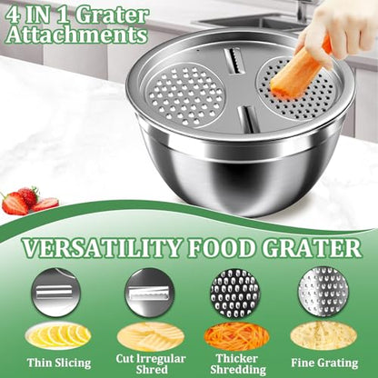 Mixing Bowls with Lids Set, 27Pcs Stainless Steel Nesting Mixing Bowls Set for Kitchen Cooking & Storage, Metal Salad Bowls with Colander, Strainer, Grater & Dressing Containers, Kitchen Gadgets Black - color: Coal-Black