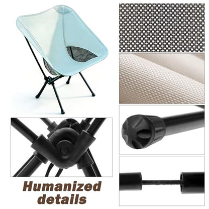 Wind Tour Portable Camping Chair Lightweight Foldable Outdoor Chair for Hiking Camp Backpacking Lawn Beach Fishing Picnic with Carry Bag (White-2) - color: White-2