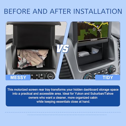 EDBETOS Console Organizer Tray for 2015-2020 GMC Yukon & Chevy Suburban/Tahoe Screen Back Storage Tray, Hidden Dashboard Storage Organizer, Motorized Screen Rear Tray for Sunglasses, Phones, Cards