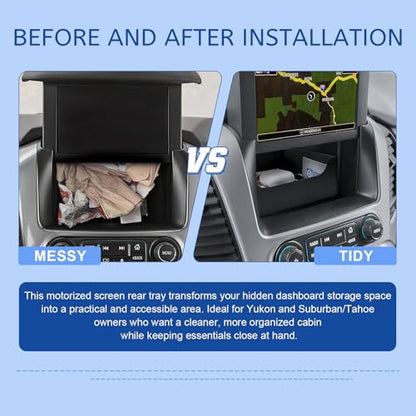 EDBETOS Console Organizer Tray for 2015-2020 GMC Yukon & Chevy Suburban/Tahoe Screen Back Storage Tray, Hidden Dashboard Storage Organizer, Motorized Screen Rear Tray for Sunglasses, Phones, Cards