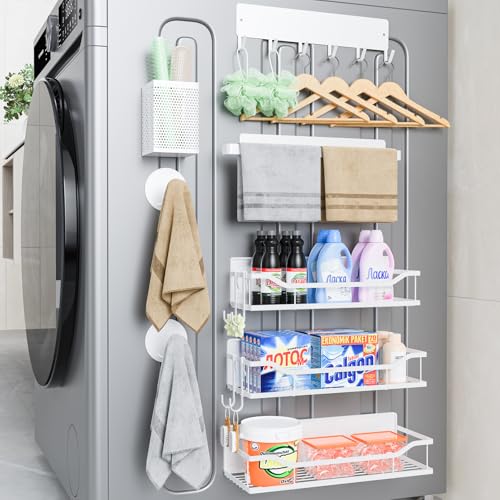 Multifunctional Magnetic Shelf for Washing Machine, Refrigerator, Microwave, Coffee Maker, and Any Metal Surface, Powerful Magnetic Shelves Include Magnetic Paper Towel Holder (8 pcs - White) - color: White, size: 8 Pack