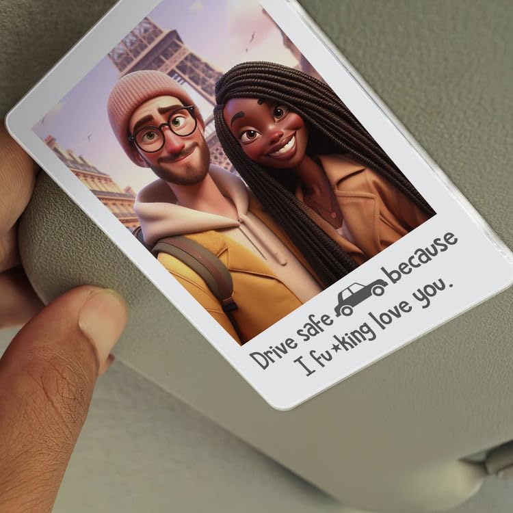 Gossby Custom Couple Visor Clip Photo Car Gift Drive Safe Love Polaroid | Personalized Couple Car Visor Photo, Custom Polaroid Car Clip Gift - color: Drive Safe because I Love You