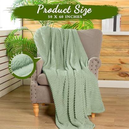 Buryeah 6 Pcs Flannel Throw Blanket Bulk 50 x 60 in Sleepover Blanket Outdoor Wedding Throw Lightweight, Oeko-tex Standard 100 Certified for Sofa Homeless Gifts (Sage Green) - color: Sage Green