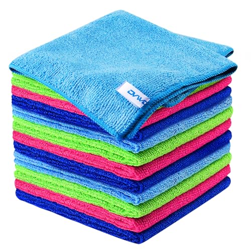 12Pcs Premium Microfiber Cleaning Cloth, Highly Absorbent Household Cleaning Supplies - for Kitchen Towels, Dish Cloths, Dust Rag
