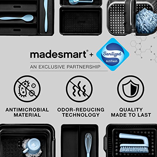 madesmart Classic 16 x 8 Storage Bin, Carbon | non slip feet, rounded corners, open compartment, soft grip lining, utensils tools supplies, office craft items, woman owned - size: 15"x6"