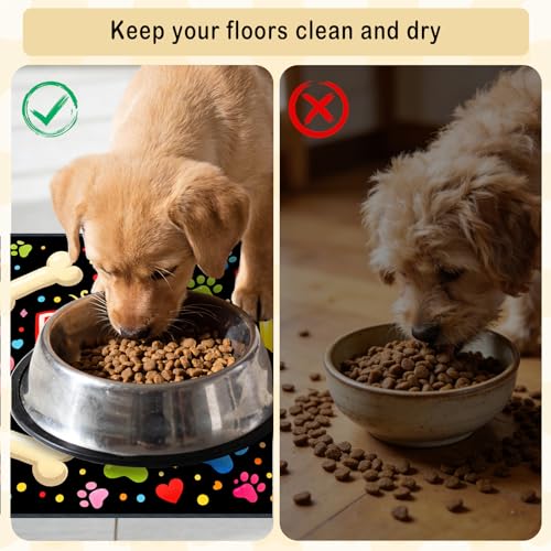 Nuxovilar Pet Food Mat Dog Supplies Vibrant Love-Themed Polyester (23.62×17.71 inches) Bowl Water Spill Pad Feeding Gear for Kitchen, Pet Station, Dining Area - color: TT17786