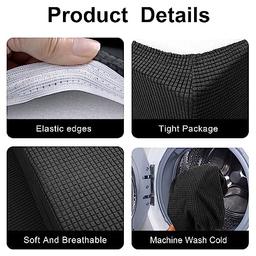Tlswshsy RV Dinette Cushion Covers-Stretchable Loveseat Sofa Furniture Protector -Elastic Camper Cushion Slipcoversfor RV Camper Car Bench (Black) - color: Black