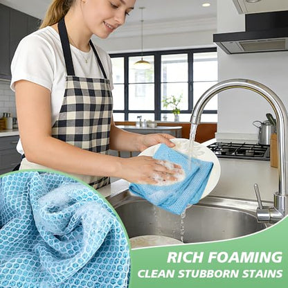 SINLAND Microfiber Dish Cloth for Washing Dishes Dish Washing Rags Best Kitchen Washcloth Cleaning Cloths Wash Cloths with Poly Scour Side 12Inchx12Inch 10 Pack Blue - color: Blue, size: 12inchx12inch 10pack